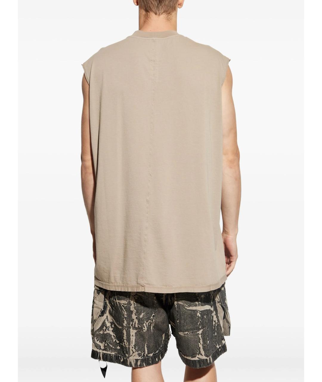 RICK OWENS DRKSHDW Бежевая хлопковая футболка, фото 4