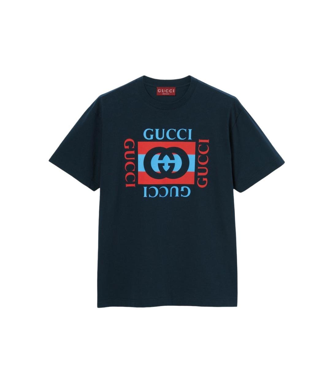 GUCCI Синяя хлопковая футболка, фото 1