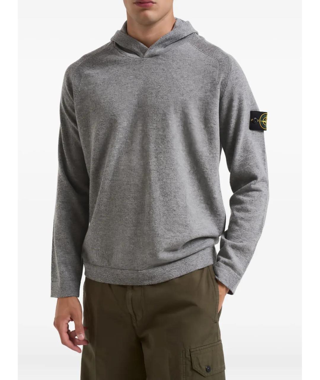 STONE ISLAND Антрацитовый шерстяной джемпер / свитер, фото 6