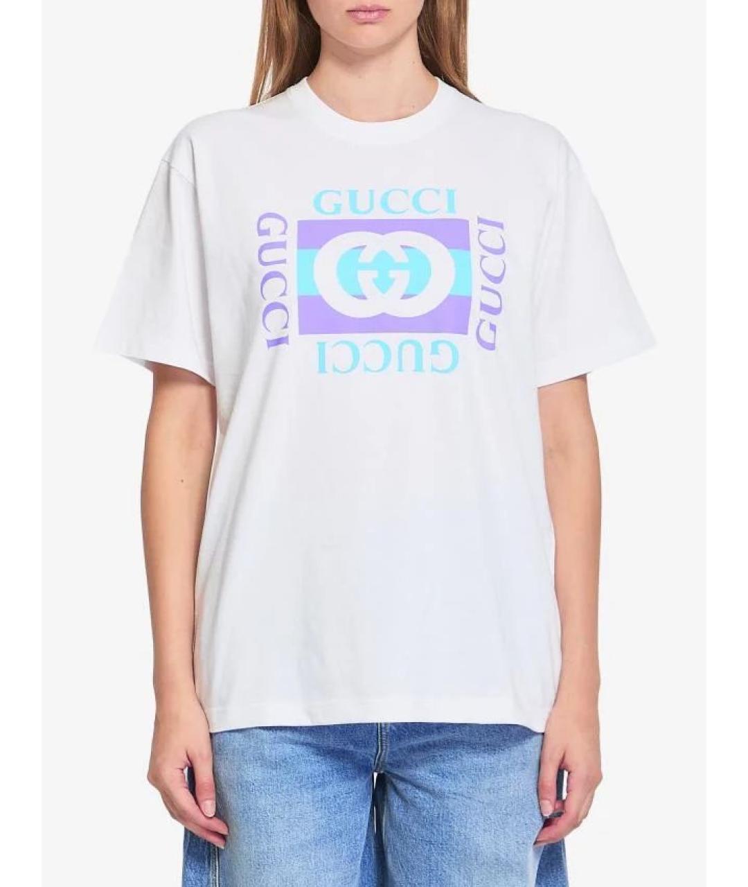 GUCCI Белая хлопковая футболка, фото 2