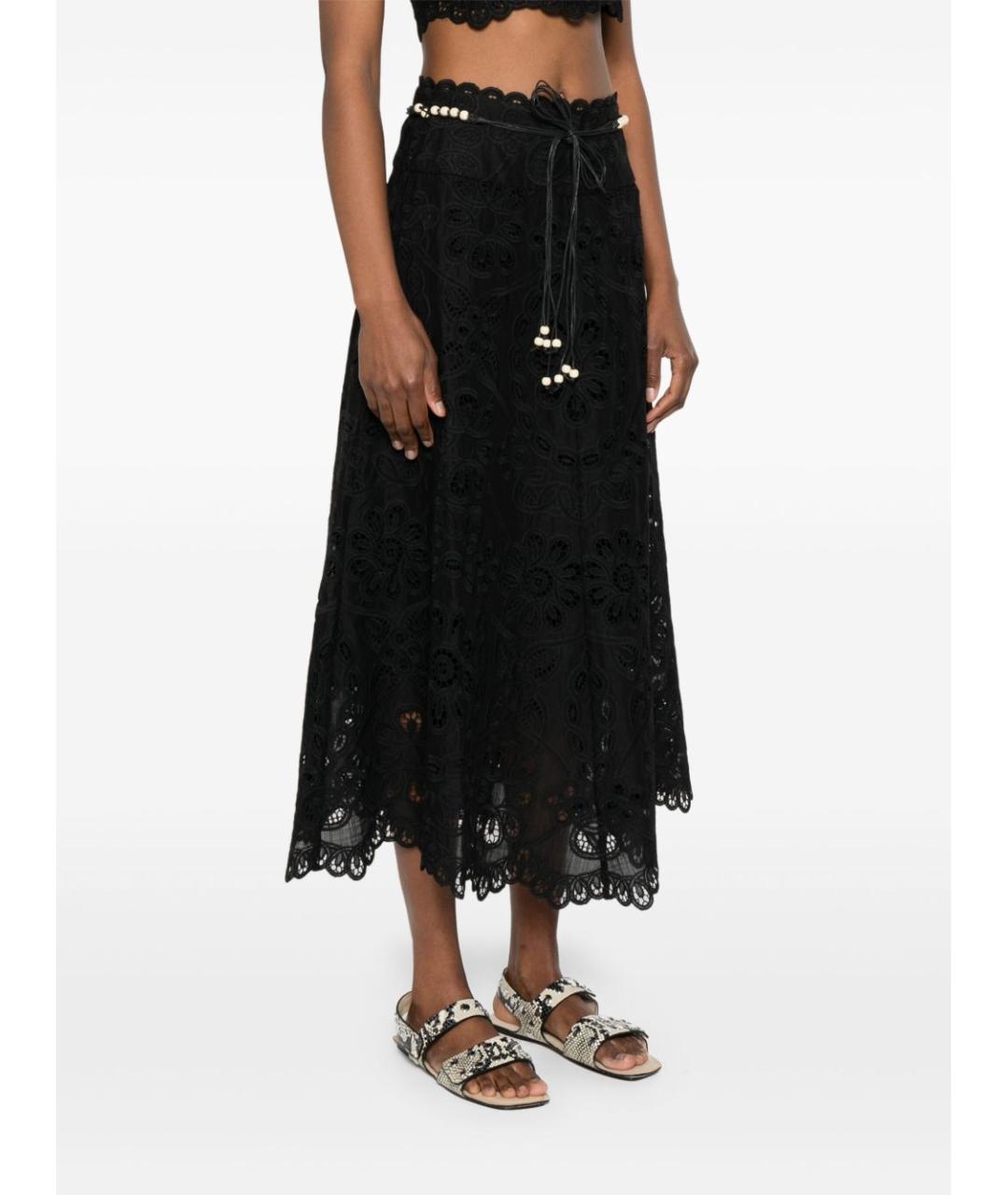 ZIMMERMANN Черная полиэстеровая юбка миди, фото 5