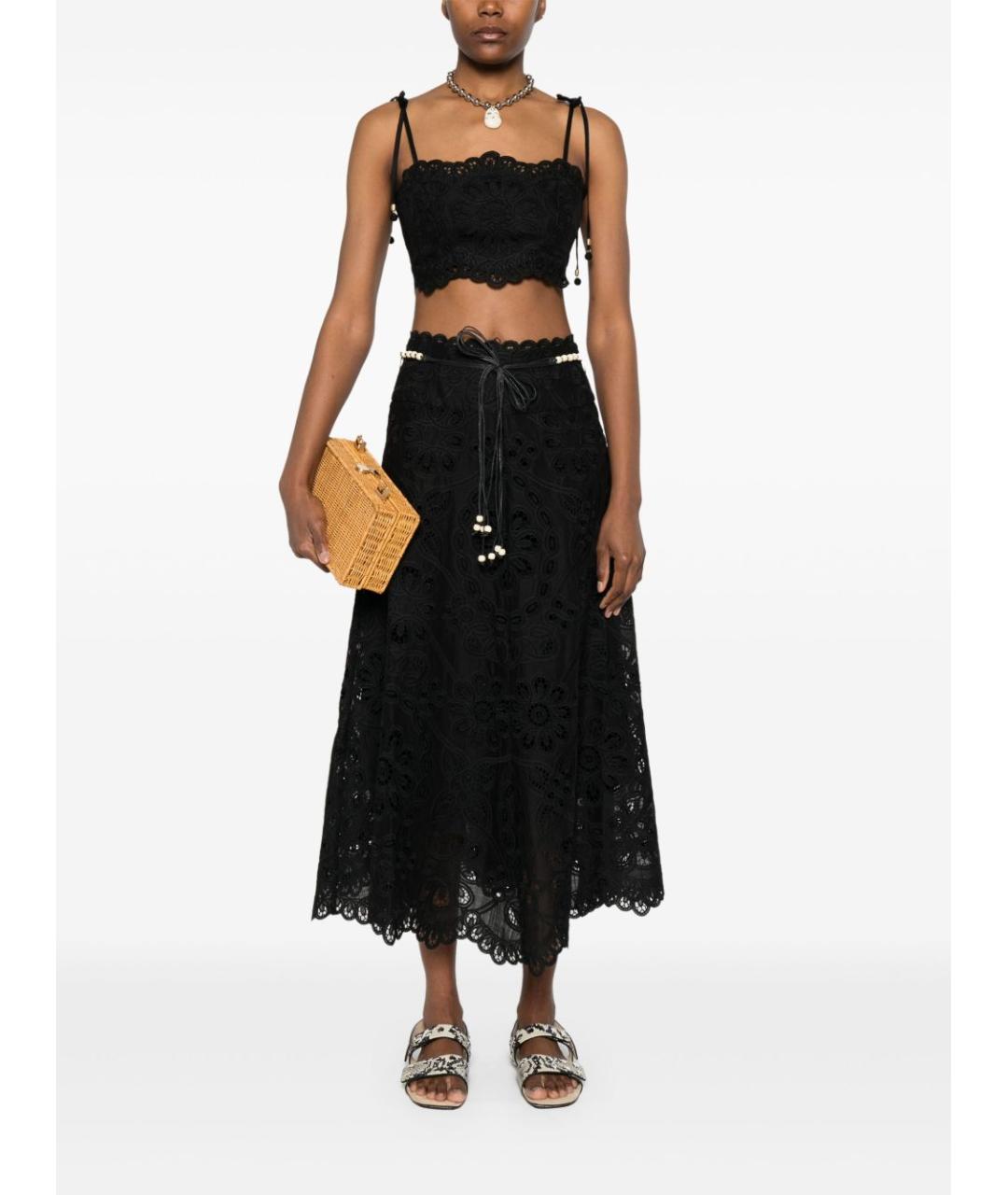 ZIMMERMANN Черная полиэстеровая юбка миди, фото 4