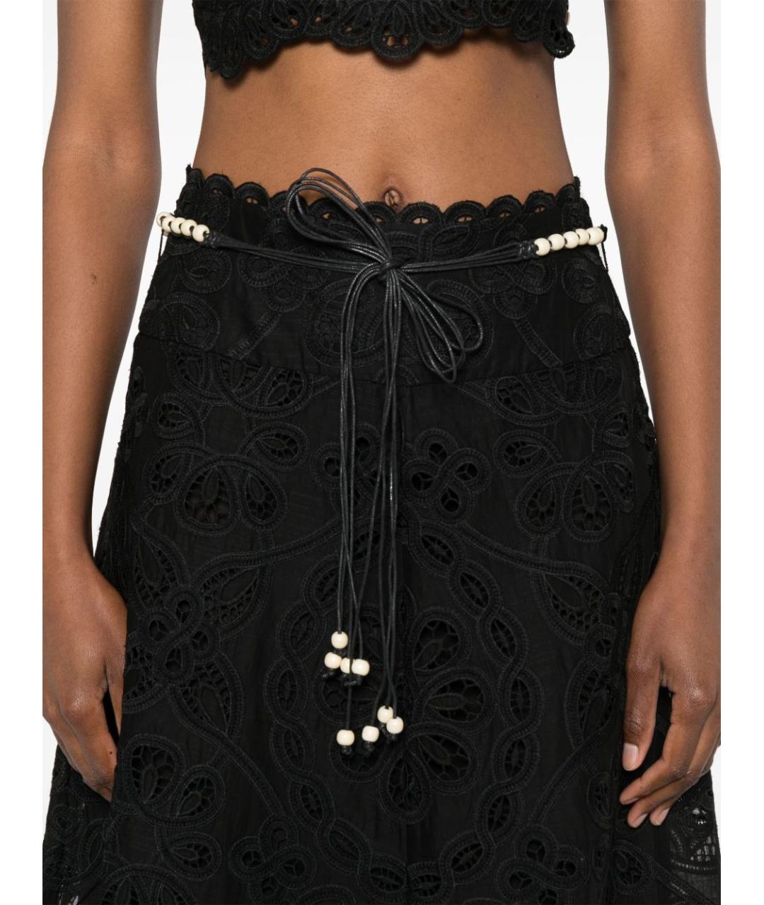ZIMMERMANN Черная полиэстеровая юбка миди, фото 3