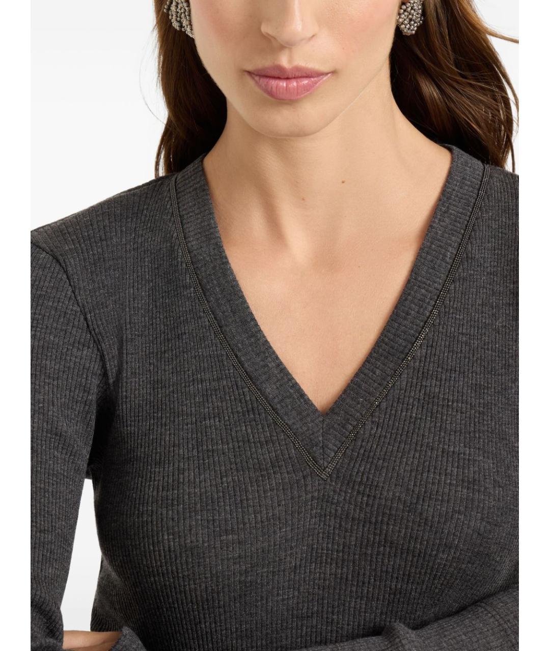 BRUNELLO CUCINELLI Серый шерстяной джемпер / свитер, фото 3