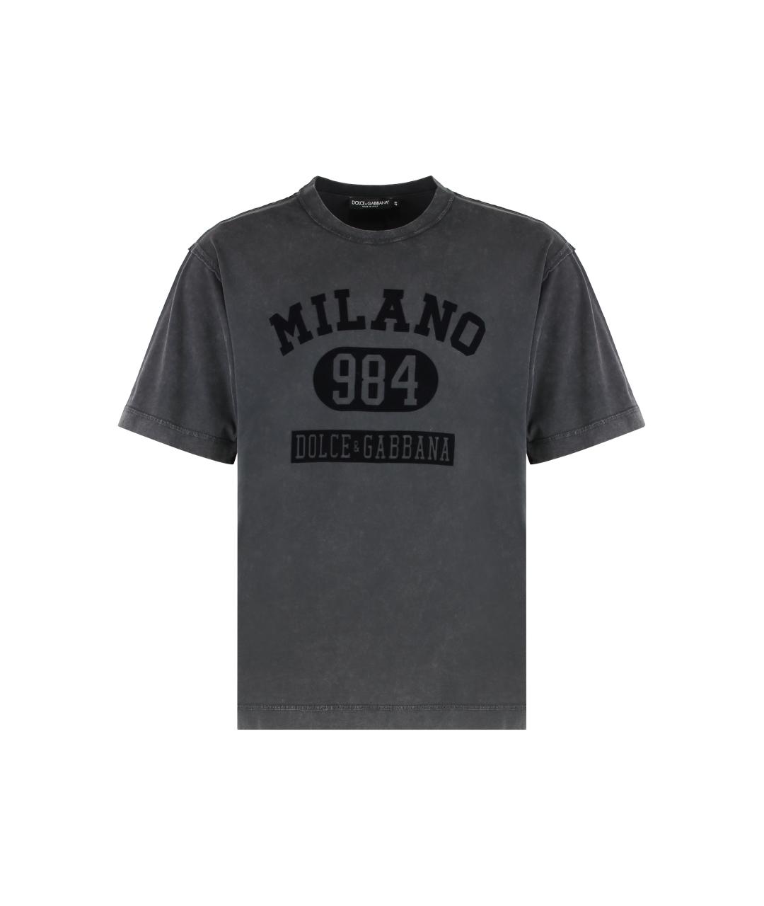DOLCE&GABBANA Антрацитовая хлопковая футболка, фото 1