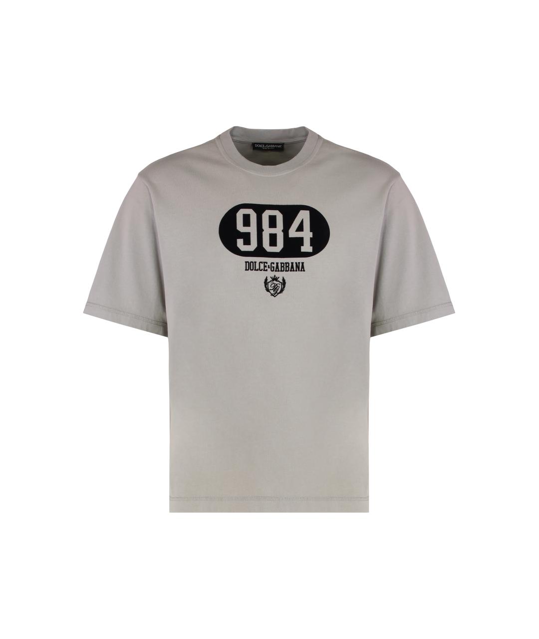 DOLCE&GABBANA Серая хлопковая футболка, фото 1