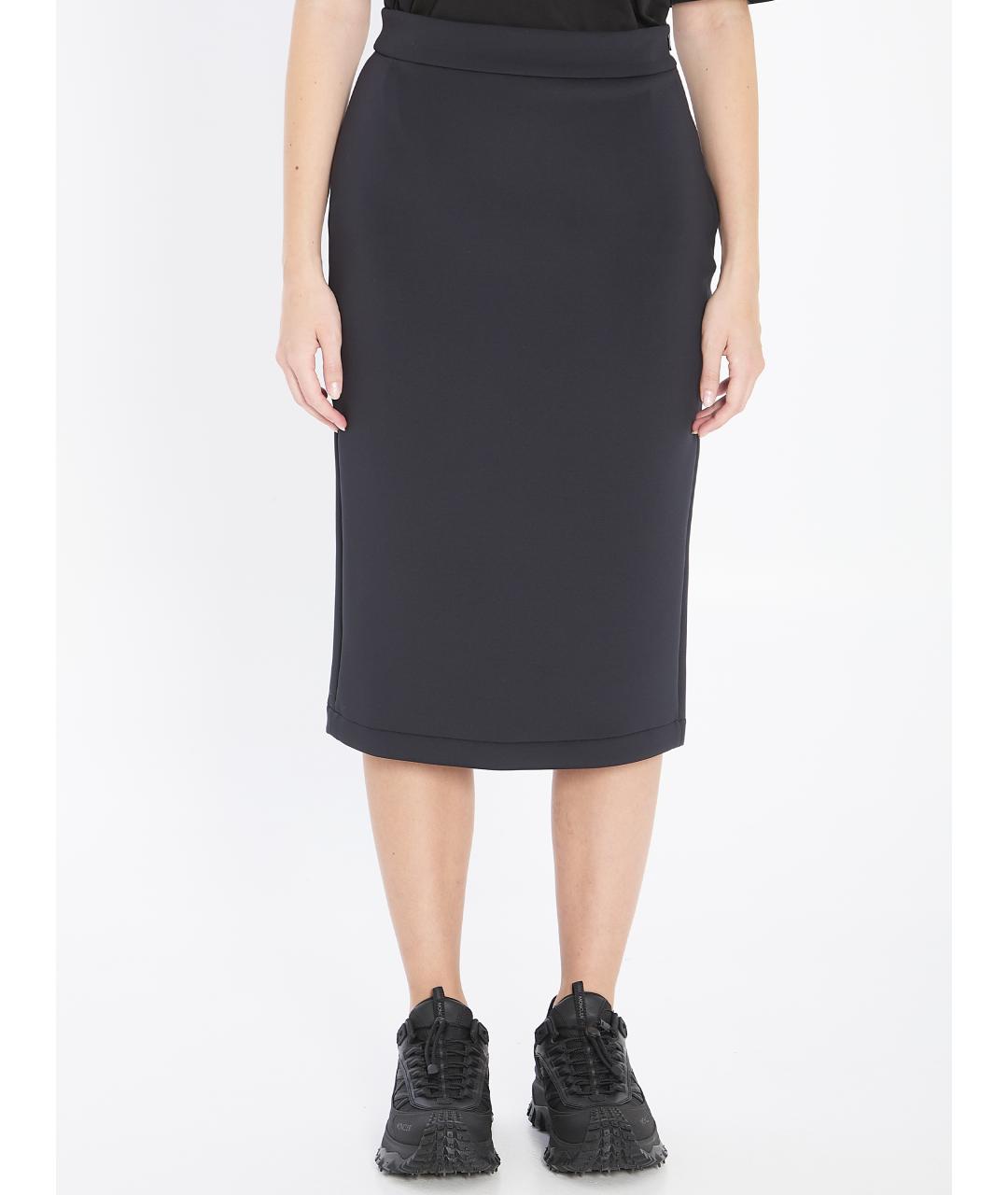 MONCLER Черная полиэстеровая юбка миди, фото 5