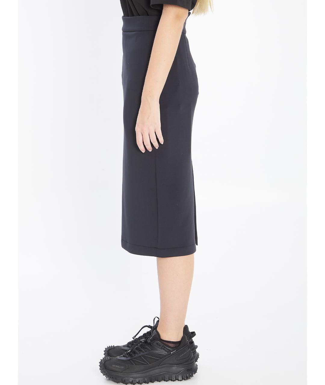 MONCLER Черная полиэстеровая юбка миди, фото 4