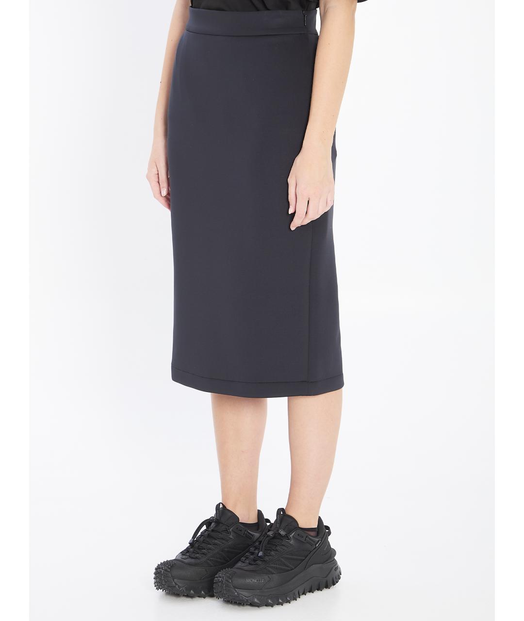 MONCLER Черная полиэстеровая юбка миди, фото 3