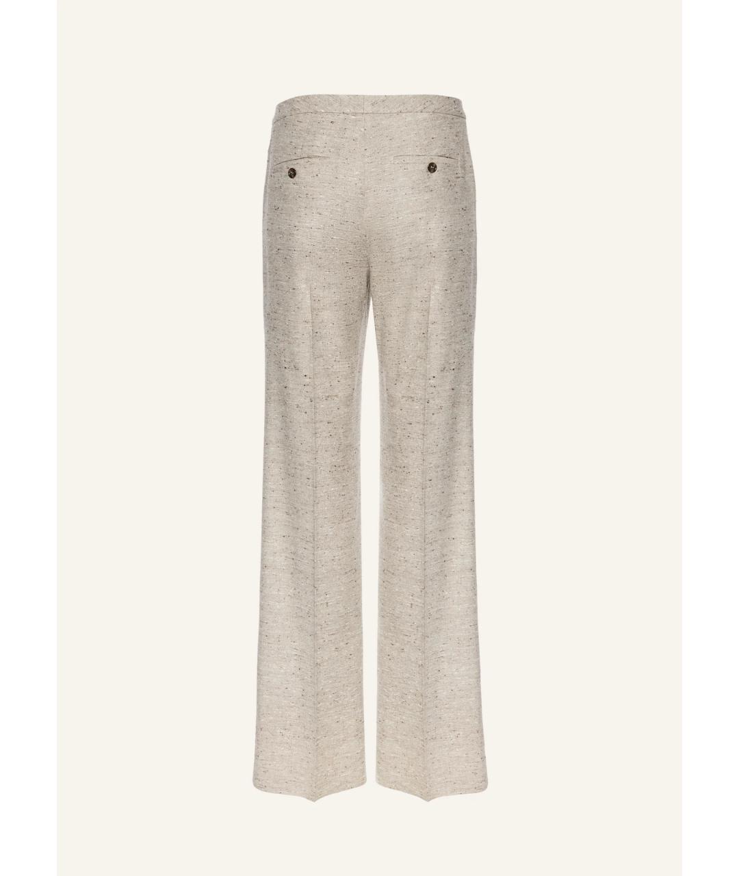 MAGDA BUTRYM Бежевые шелковые прямые брюки, фото 2