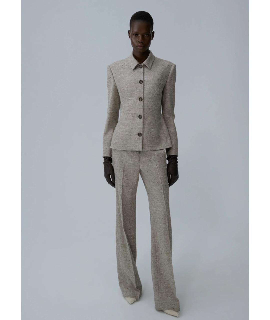 MAGDA BUTRYM Бежевые шелковые прямые брюки, фото 3