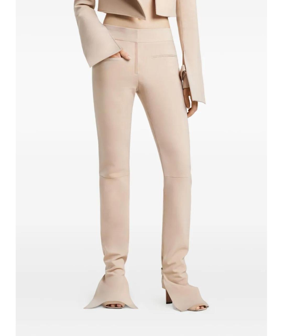 COURREGES Бежевые полиэстеровые прямые брюки, фото 4