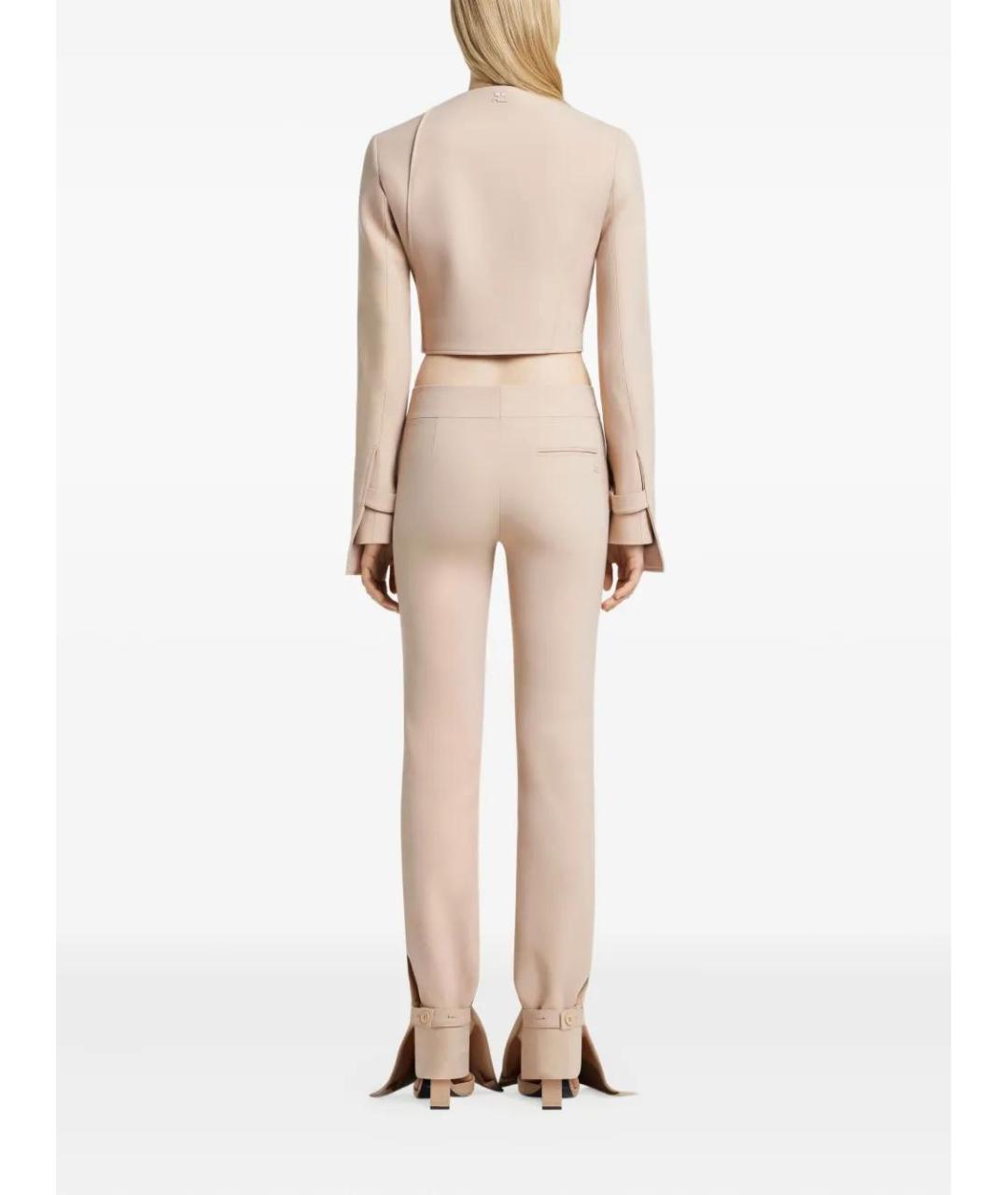 COURREGES Бежевые полиэстеровые прямые брюки, фото 3