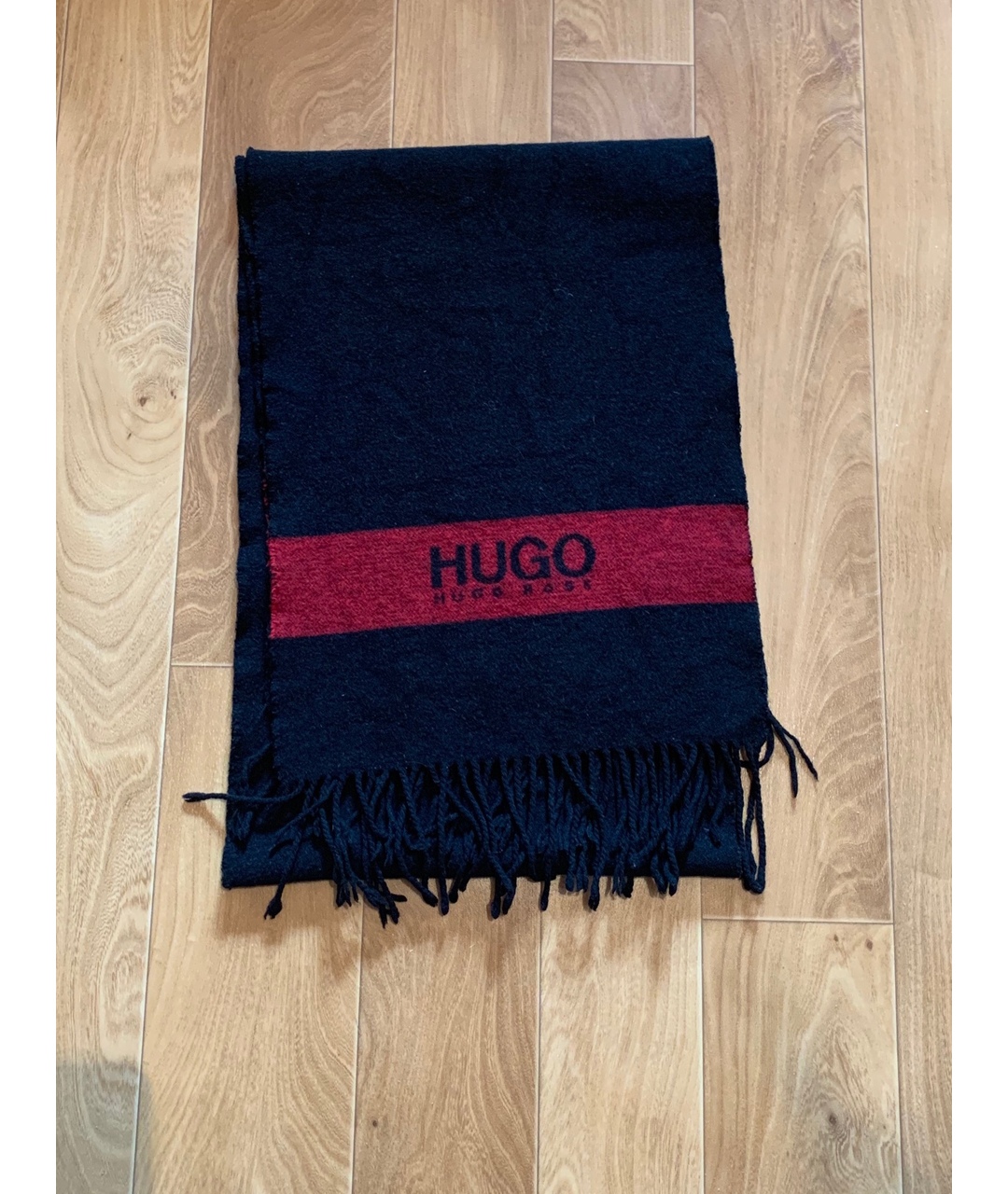 HUGO BOSS Черный кашемировый шарф, фото 4