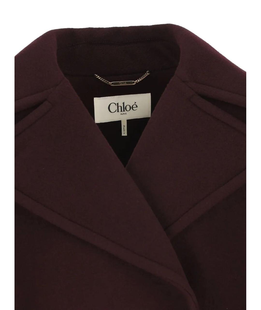 CHLOE Бордовое шерстяное пальто, фото 4
