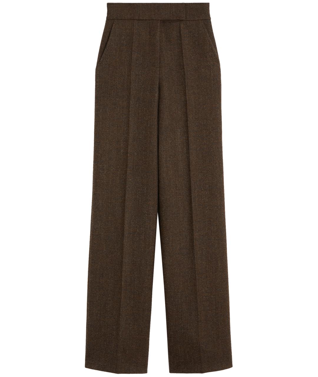 MAX MARA Коричневые шерстяные прямые брюки, фото 1