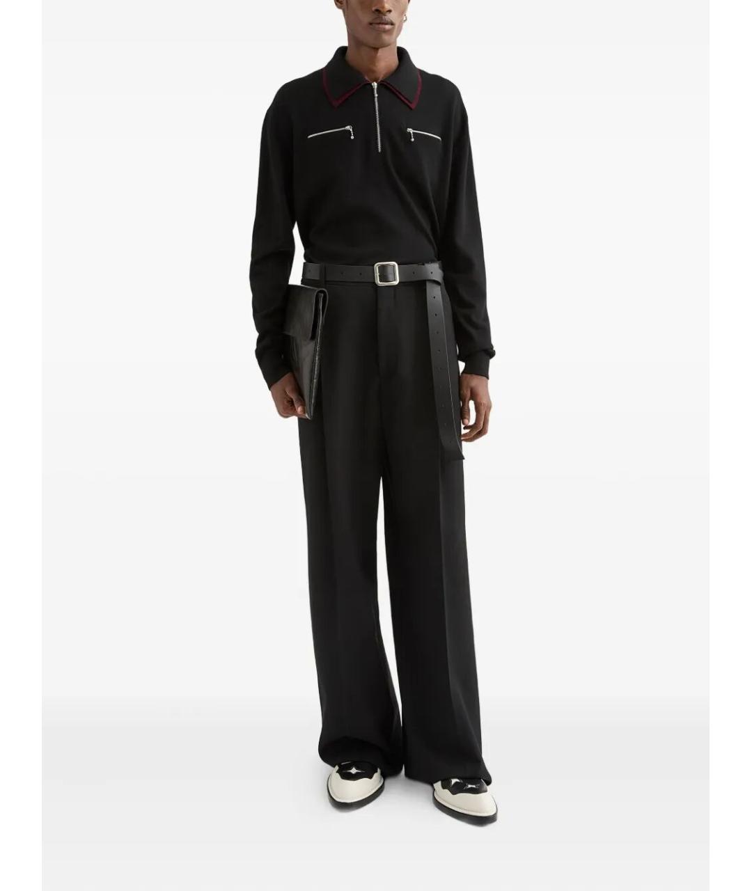 JIL SANDER Черные шерстяные повседневные брюки, фото 3