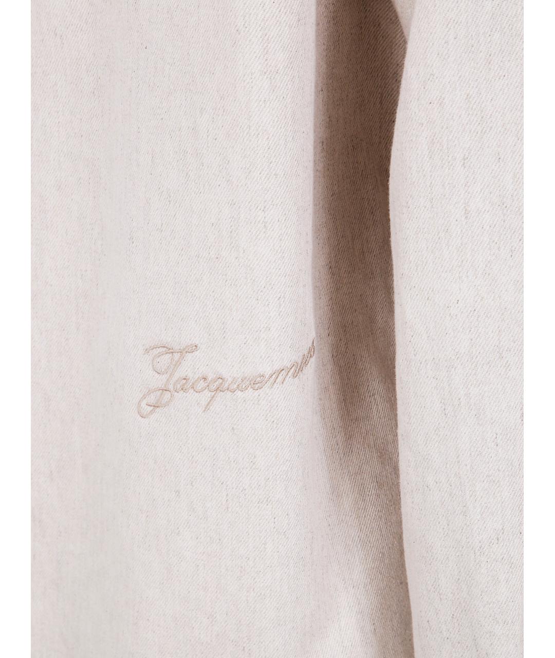 JACQUEMUS Бежевая хлопковая кэжуал рубашка, фото 3