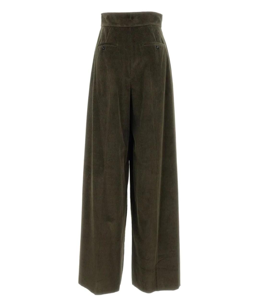 MAX MARA Зеленые хлопковые прямые брюки, фото 2