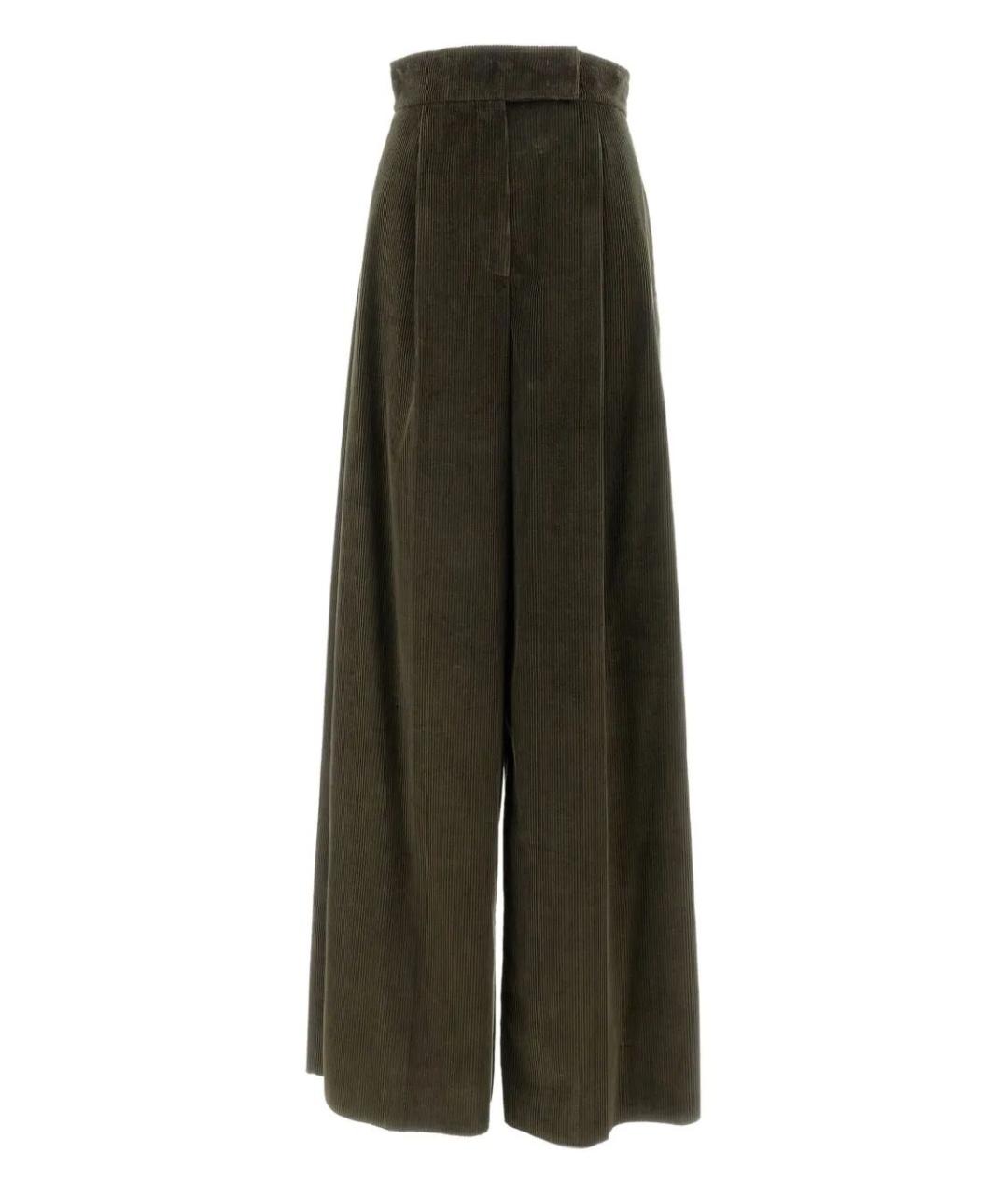 MAX MARA Зеленые хлопковые прямые брюки, фото 1