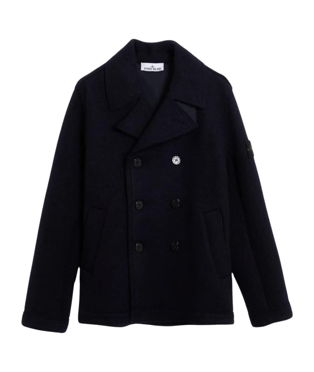 STONE ISLAND Темно-синее шерстяное пальто, фото 1