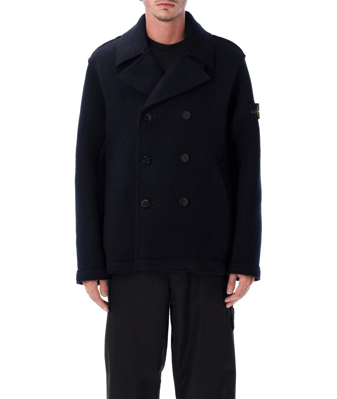 STONE ISLAND Темно-синее шерстяное пальто, фото 2