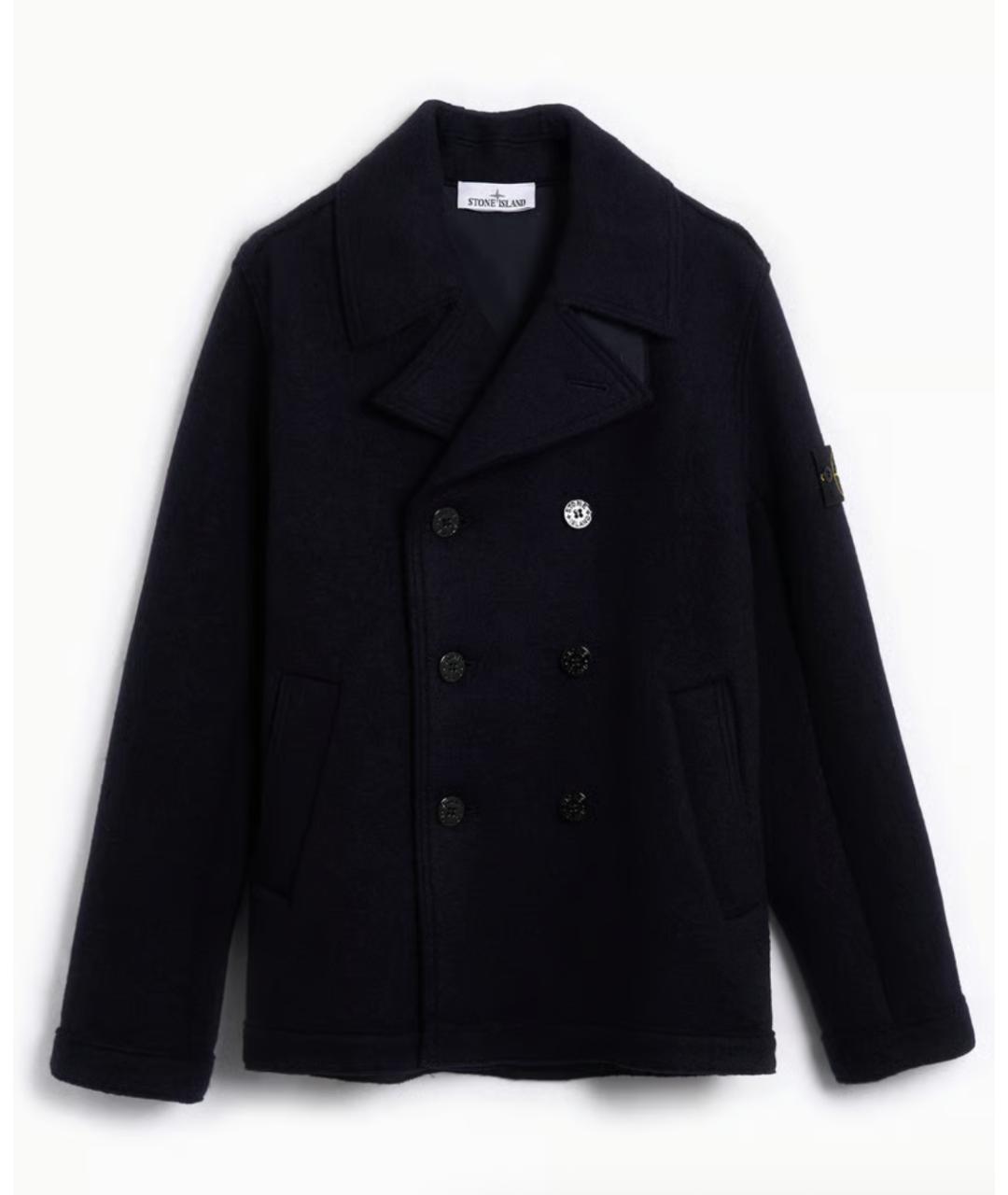STONE ISLAND Темно-синее шерстяное пальто, фото 5