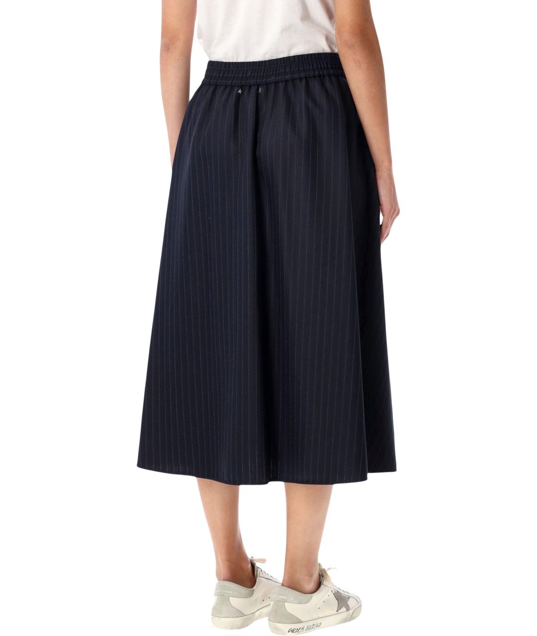 GOLDEN GOOSE DELUXE BRAND Темно-синяя шерстяная юбка миди, фото 2