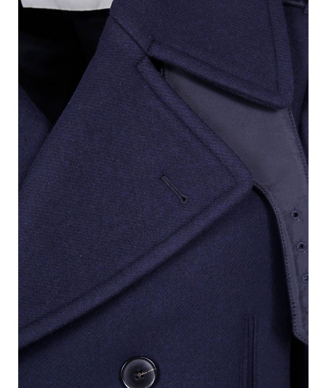 DRIES VAN NOTEN Темно-синее шерстяное пальто, фото 3