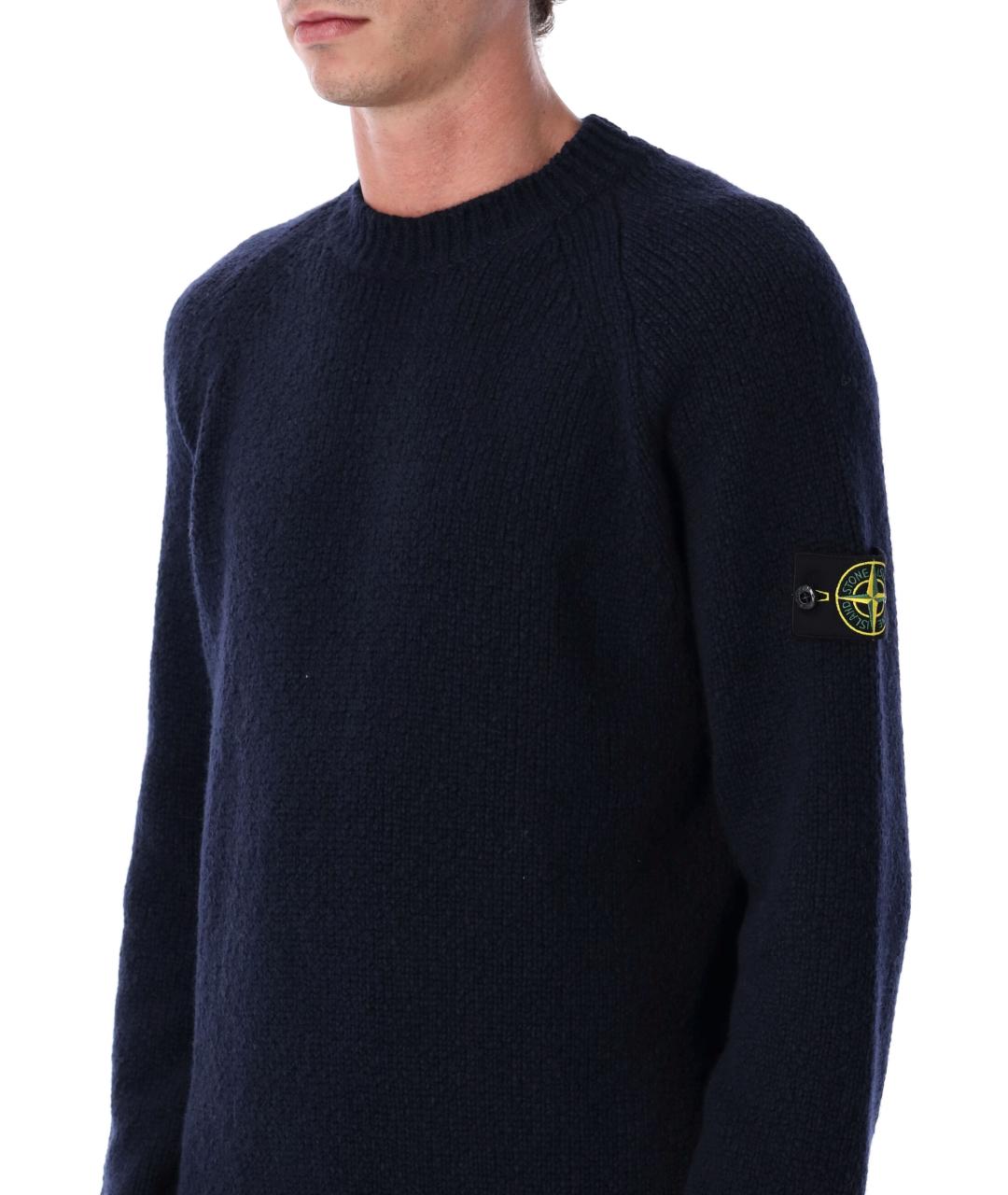 STONE ISLAND Темно-синий шерстяной джемпер / свитер, фото 4