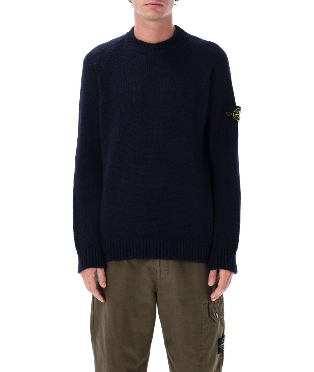 STONE ISLAND Темно-синий шерстяной джемпер / свитер, фото 2