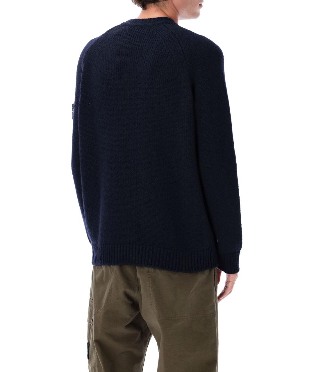 STONE ISLAND Темно-синий шерстяной джемпер / свитер, фото 3