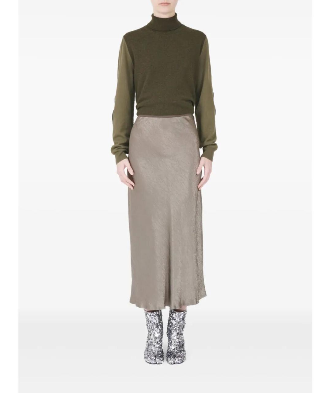 MAISON MARGIELA Бежевая ацетатная юбка миди, фото 5