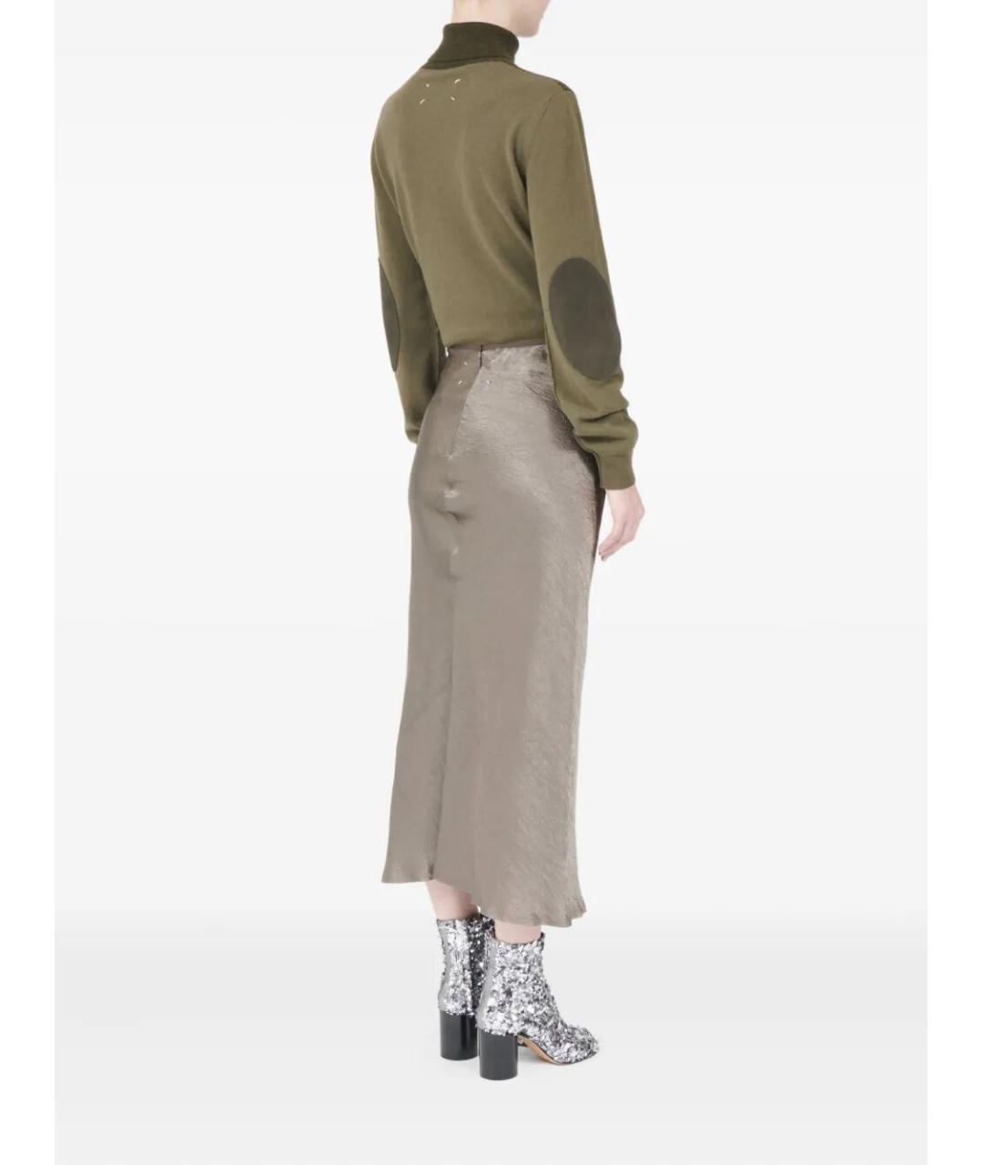 MAISON MARGIELA Бежевая ацетатная юбка миди, фото 4