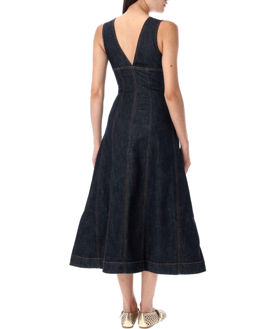 SELF-PORTRAIT Синее хлопковое повседневное платье, фото 3