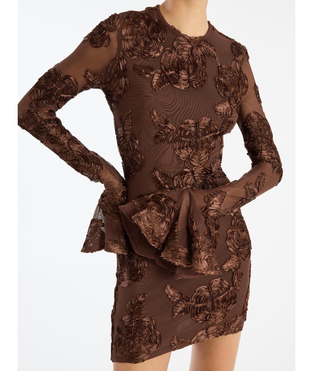 ROTATE Коричневое полиэстеровое вечернее платье, фото 4