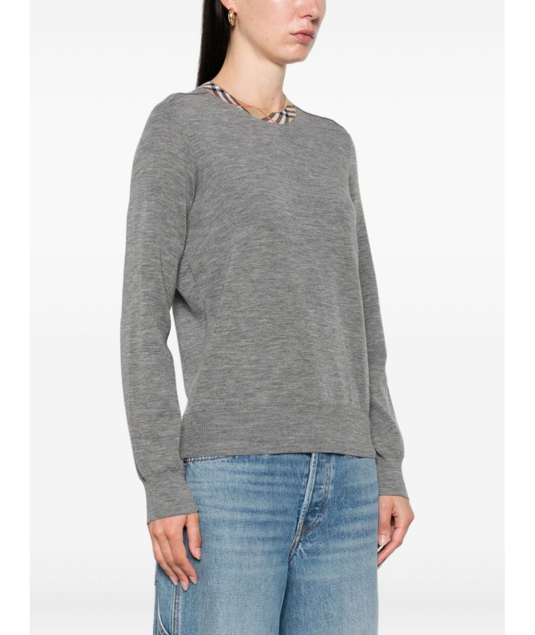 BURBERRY Серый шерстяной джемпер / свитер, фото 3