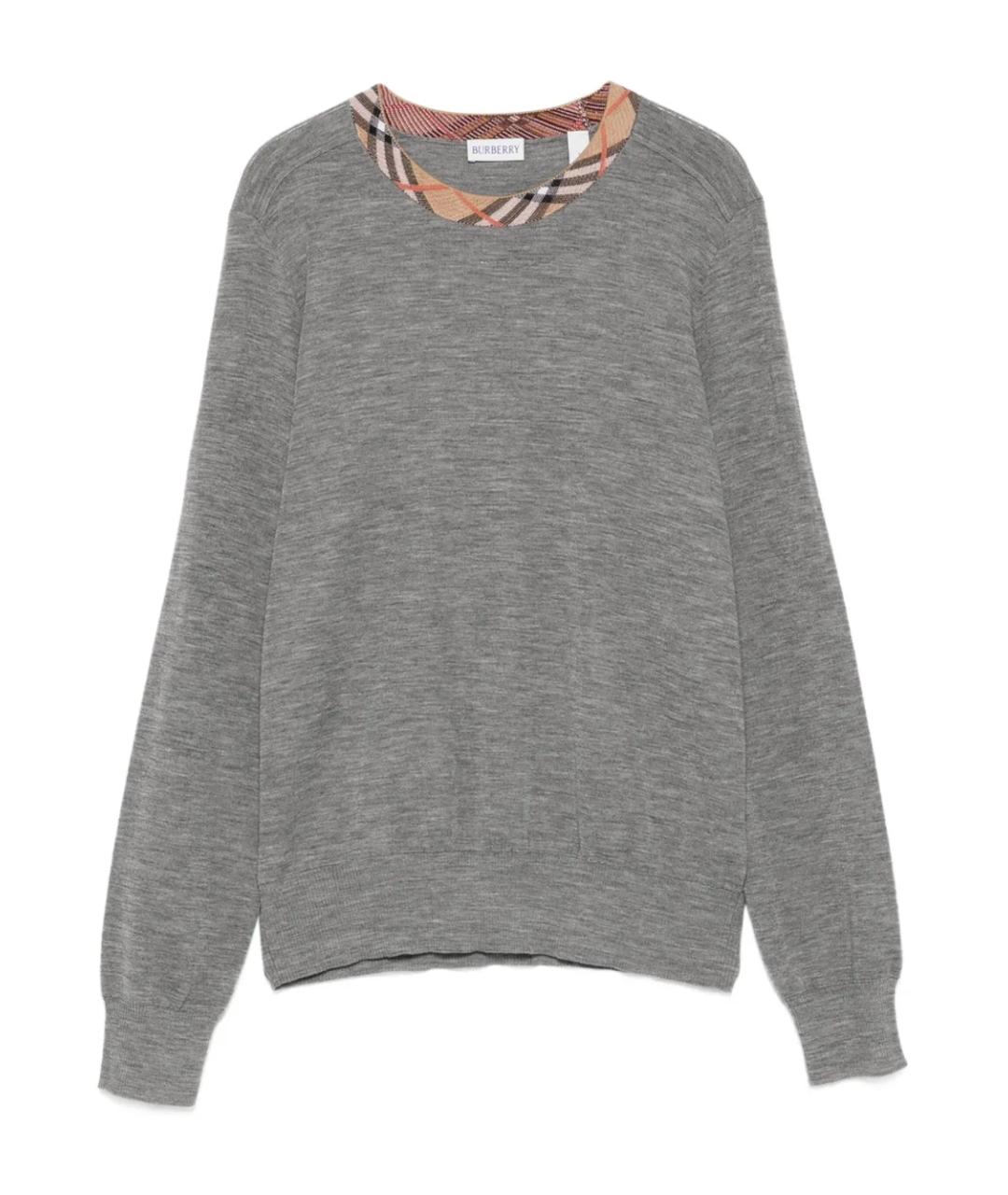 BURBERRY Серый шерстяной джемпер / свитер, фото 1