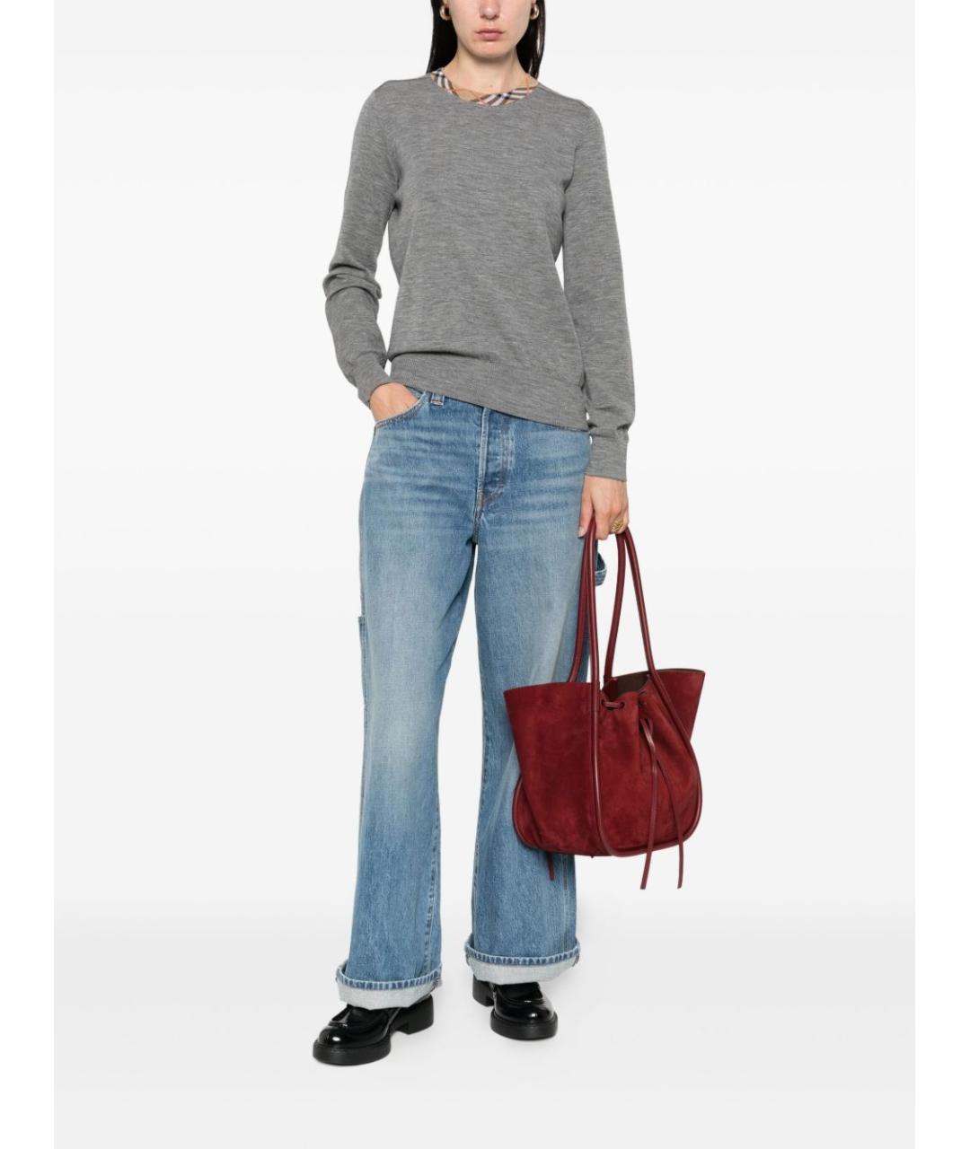 BURBERRY Серый шерстяной джемпер / свитер, фото 2