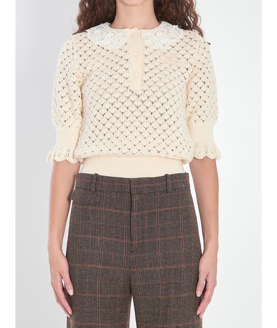 CHLOE Белый хлопковый джемпер / свитер, фото 2