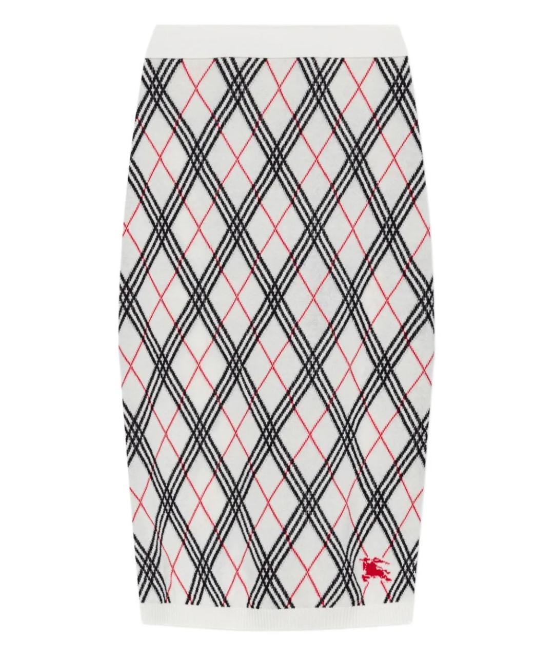 BURBERRY Белая хлопковая юбка миди, фото 1