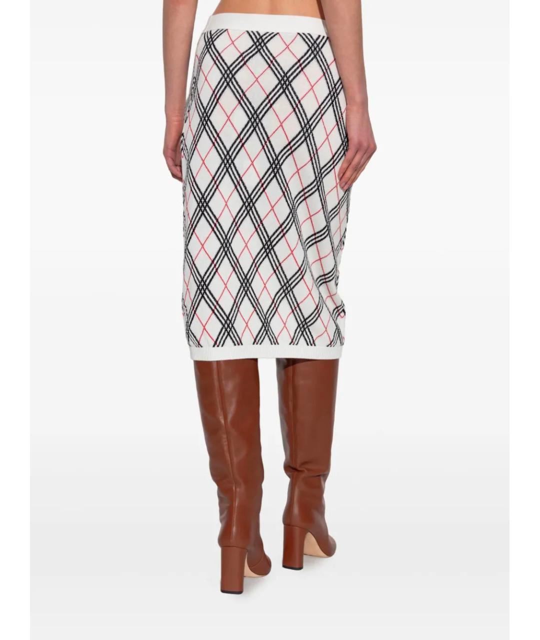 BURBERRY Белая хлопковая юбка миди, фото 4