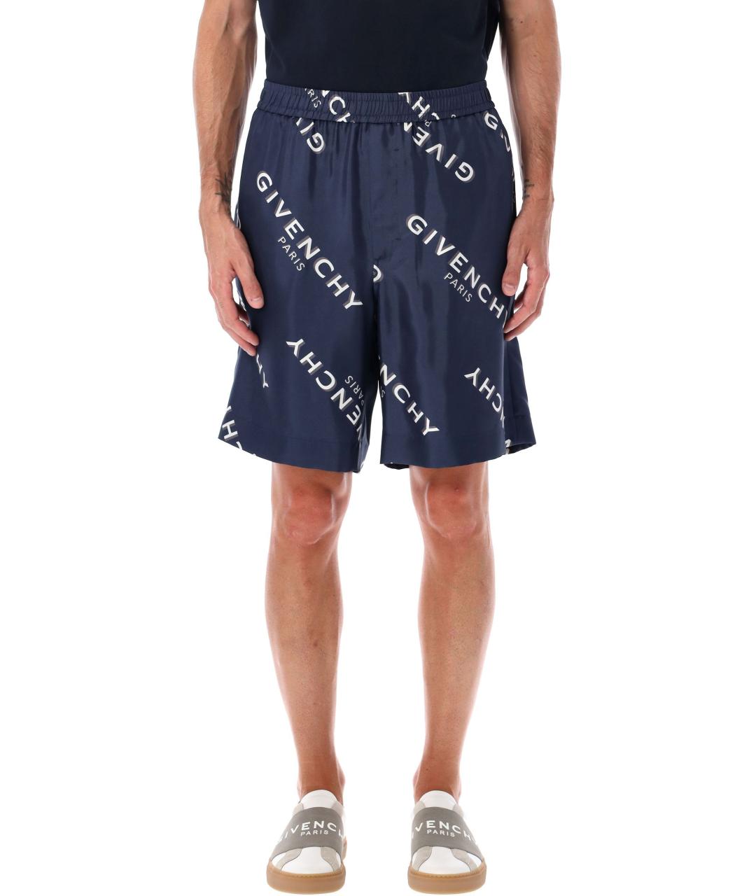 GIVENCHY Синие шелковые шорты, фото 2