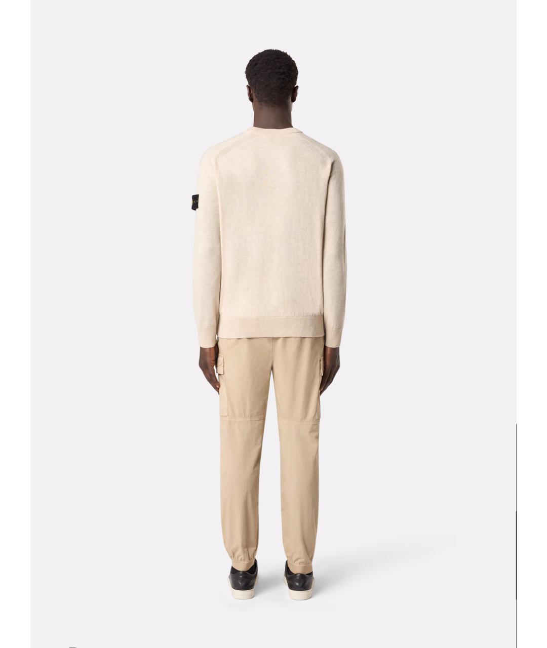 STONE ISLAND Бежевые хлопковые повседневные брюки, фото 5
