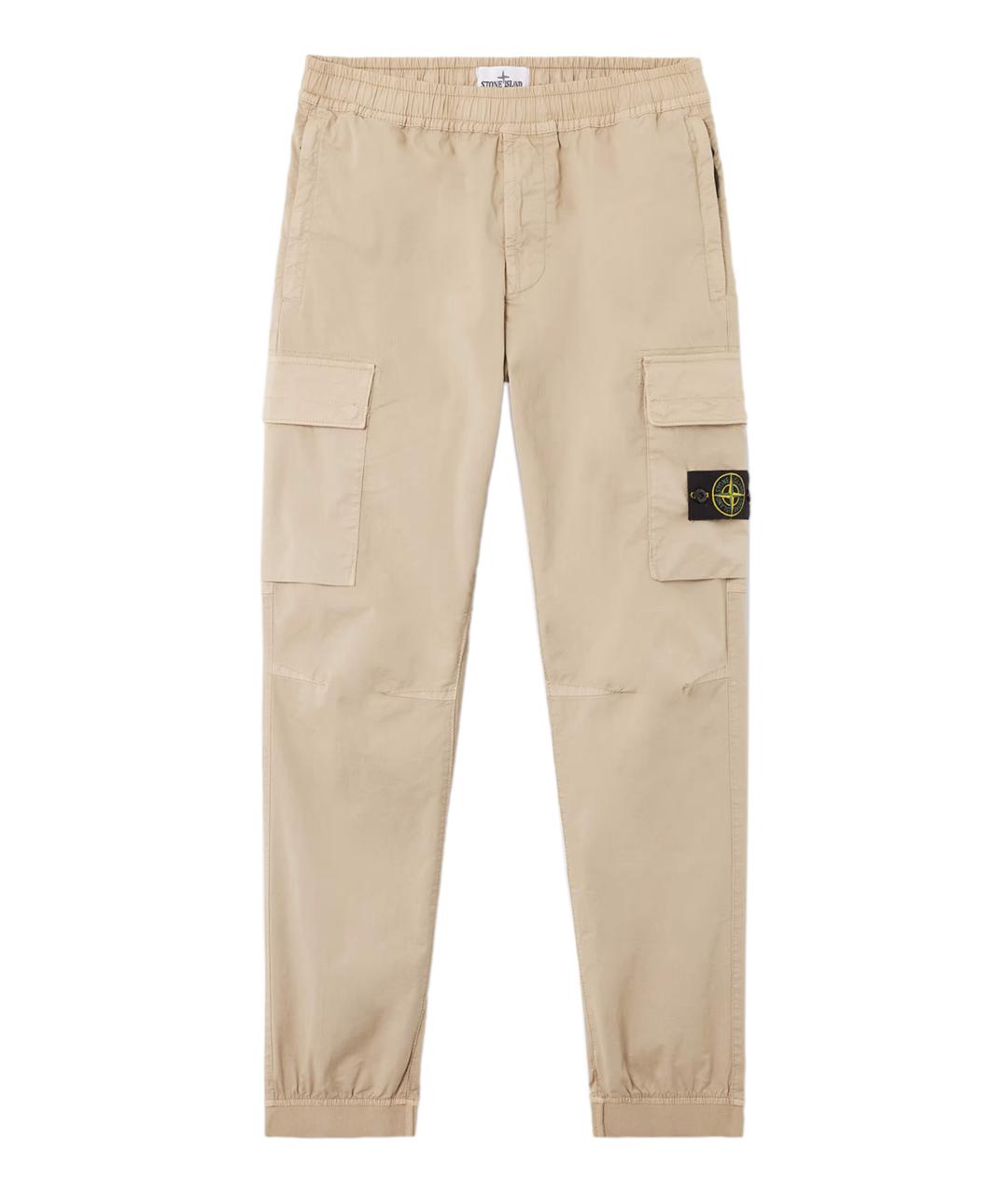 STONE ISLAND Бежевые хлопковые повседневные брюки, фото 1