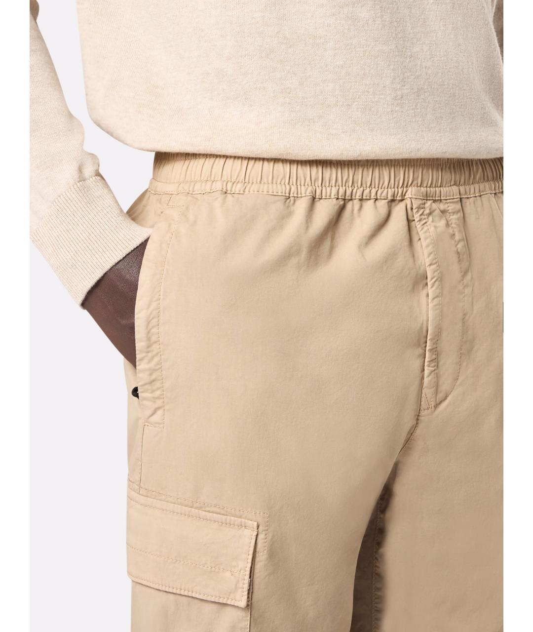 STONE ISLAND Бежевые хлопковые повседневные брюки, фото 4