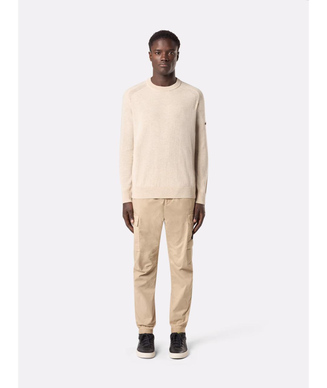 STONE ISLAND Бежевые хлопковые повседневные брюки, фото 2