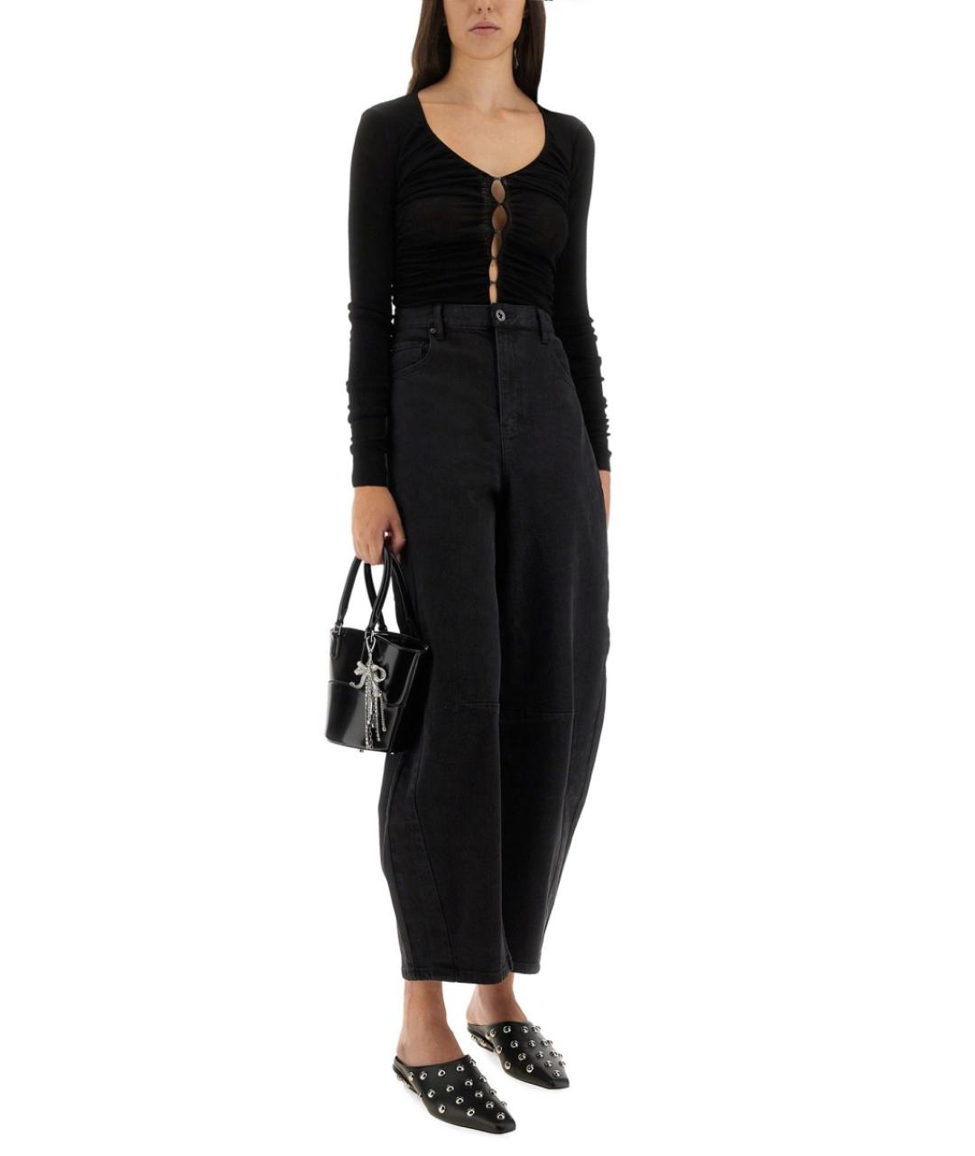 SELF-PORTRAIT Черная вискозная майка, фото 3