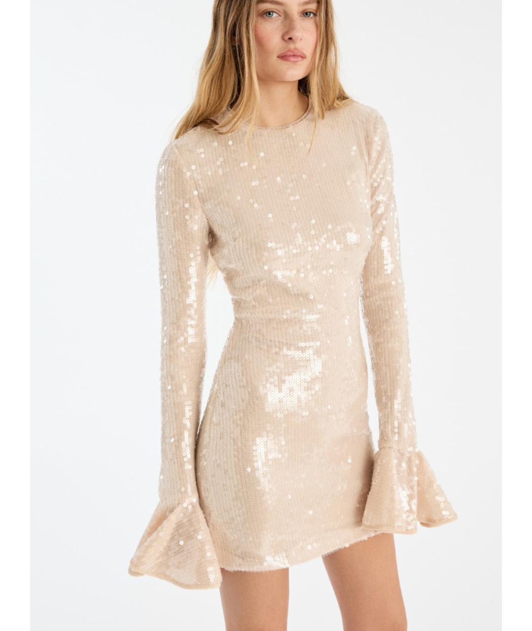 ROTATE Бежевое полиэстеровое повседневное платье, фото 3