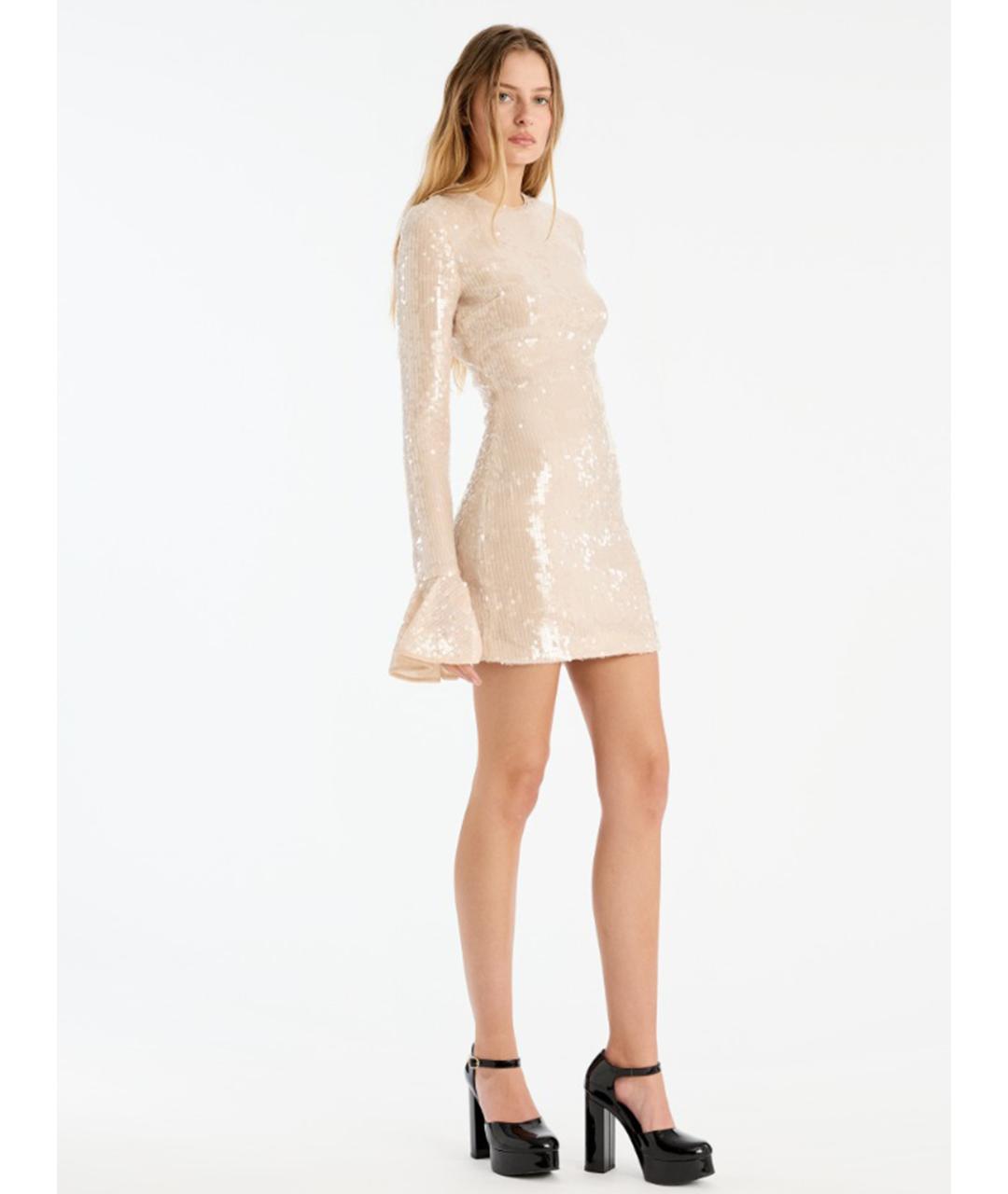 ROTATE Бежевое полиэстеровое повседневное платье, фото 2